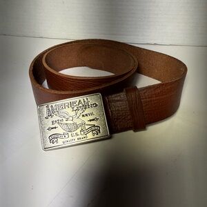 American Living Brown Leather Belt with Metal Buckle